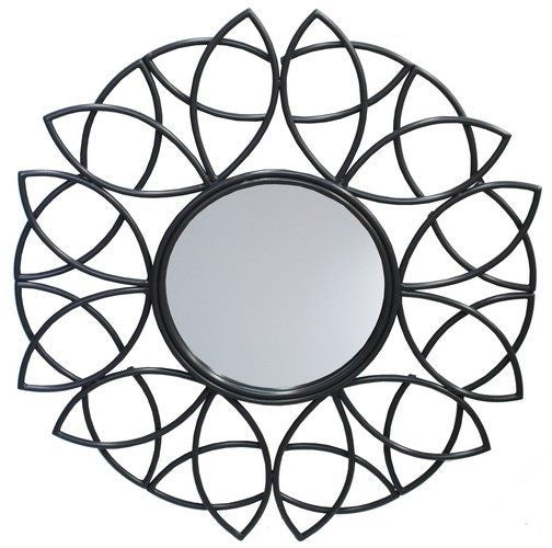 Charcoal Metal Floral Mirror