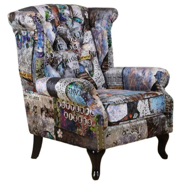 Patchwork Wingback  Armchair