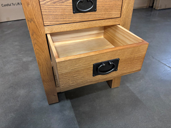 Oak 3 Drawer Bedside Table