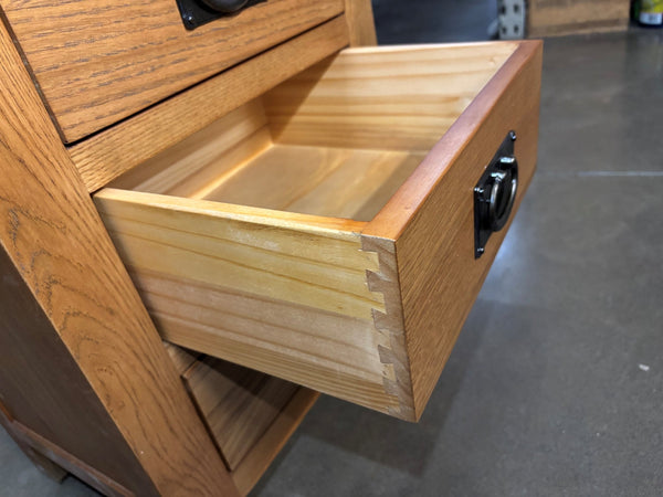 Oak 3 Drawer Bedside Table