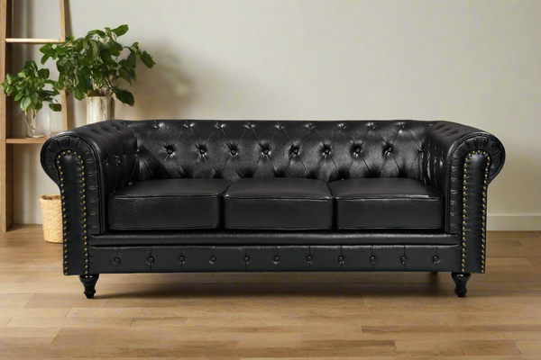 Boston Chesterfield 3 Seater Sofa - Black