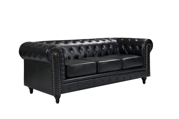 Boston Chesterfield 3 Seater Sofa - Black