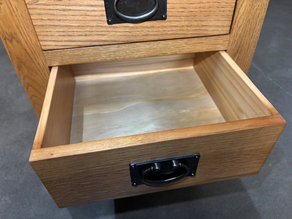 Oak 3 Drawer Bedside Table