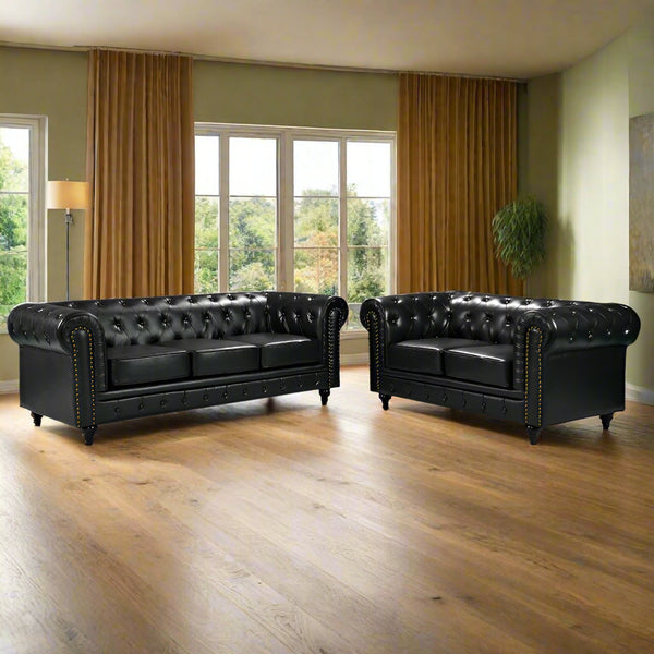 Boston Chesterfield 3 Seater Sofa - Black