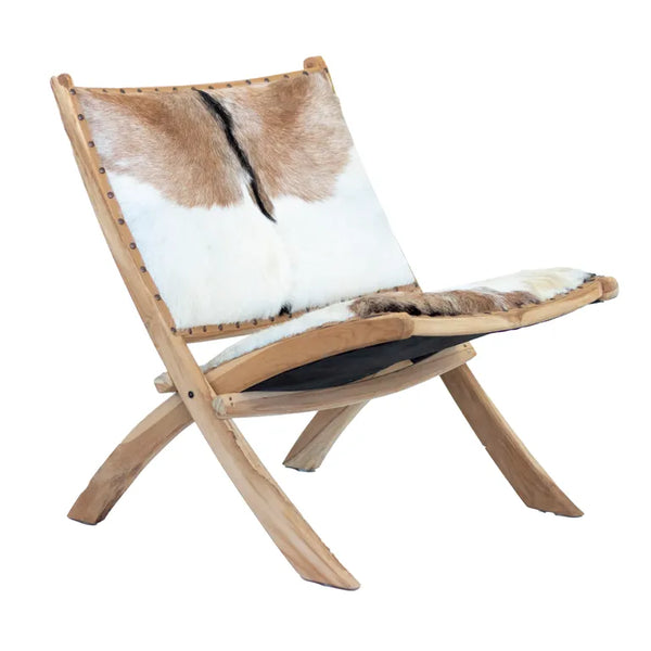 Teak & Leather Folding Chair