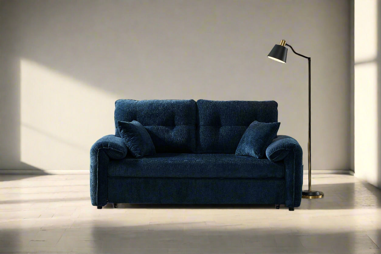 Rome 2 Seater Roll Out Sofabed - Dark Blue