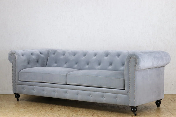 Chesterfield 3 Seater Sofa - Silver Grey