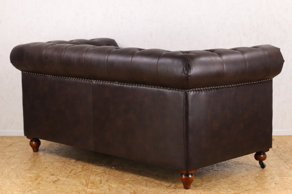 Chesterfield 2 Seater Sofa, Dark Brown