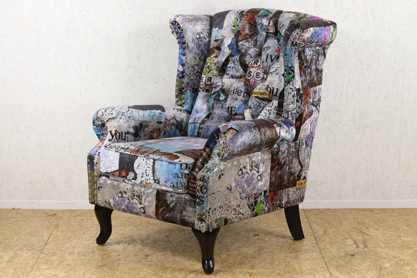 Patchwork Wingback  Armchair