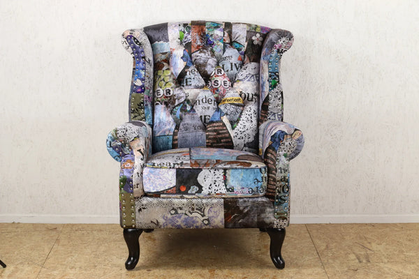 Patchwork Wingback  Armchair