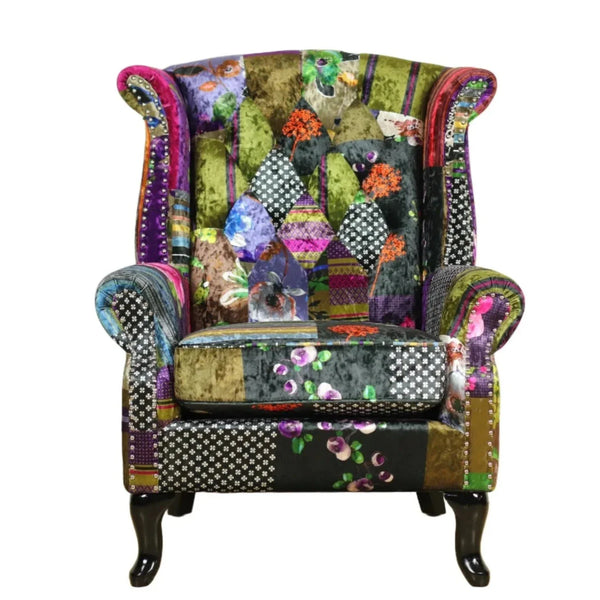 Patchwork Wingback Armchair