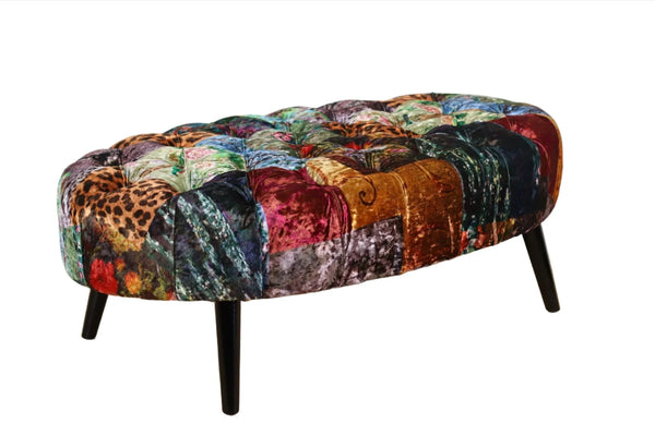 Oval Patchwork Ottoman