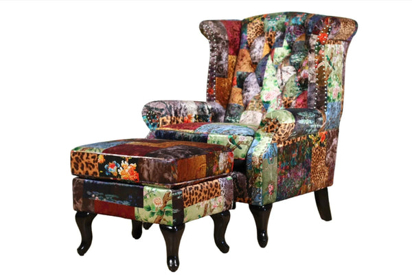 Patchwork Wingback Armchair