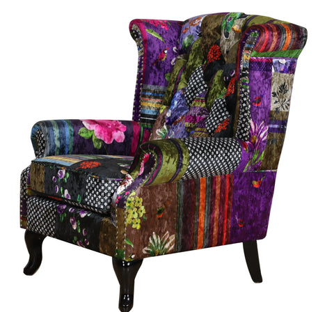 Patchwork Wingback Armchair