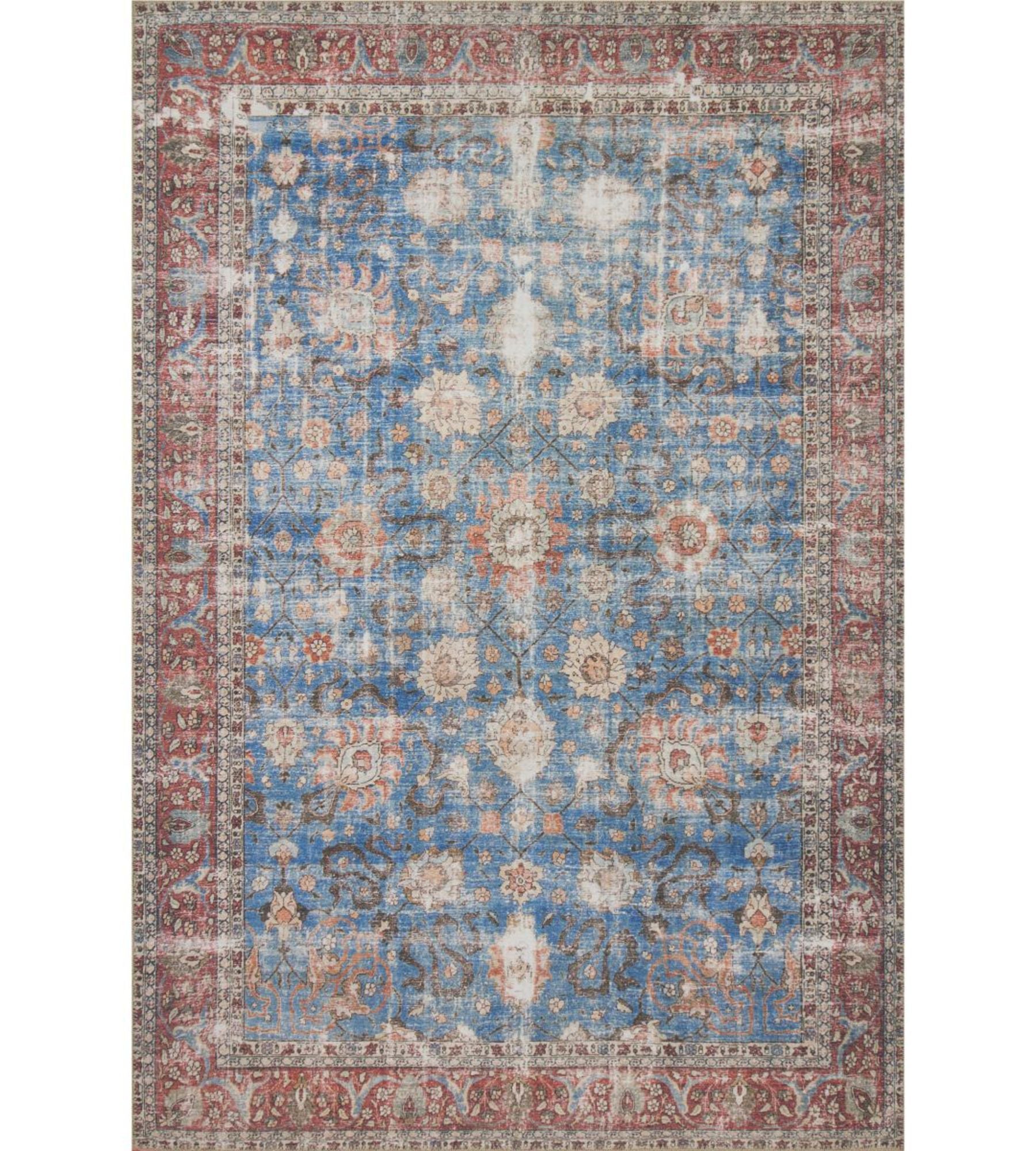 Loren Rug - Blue/Brick