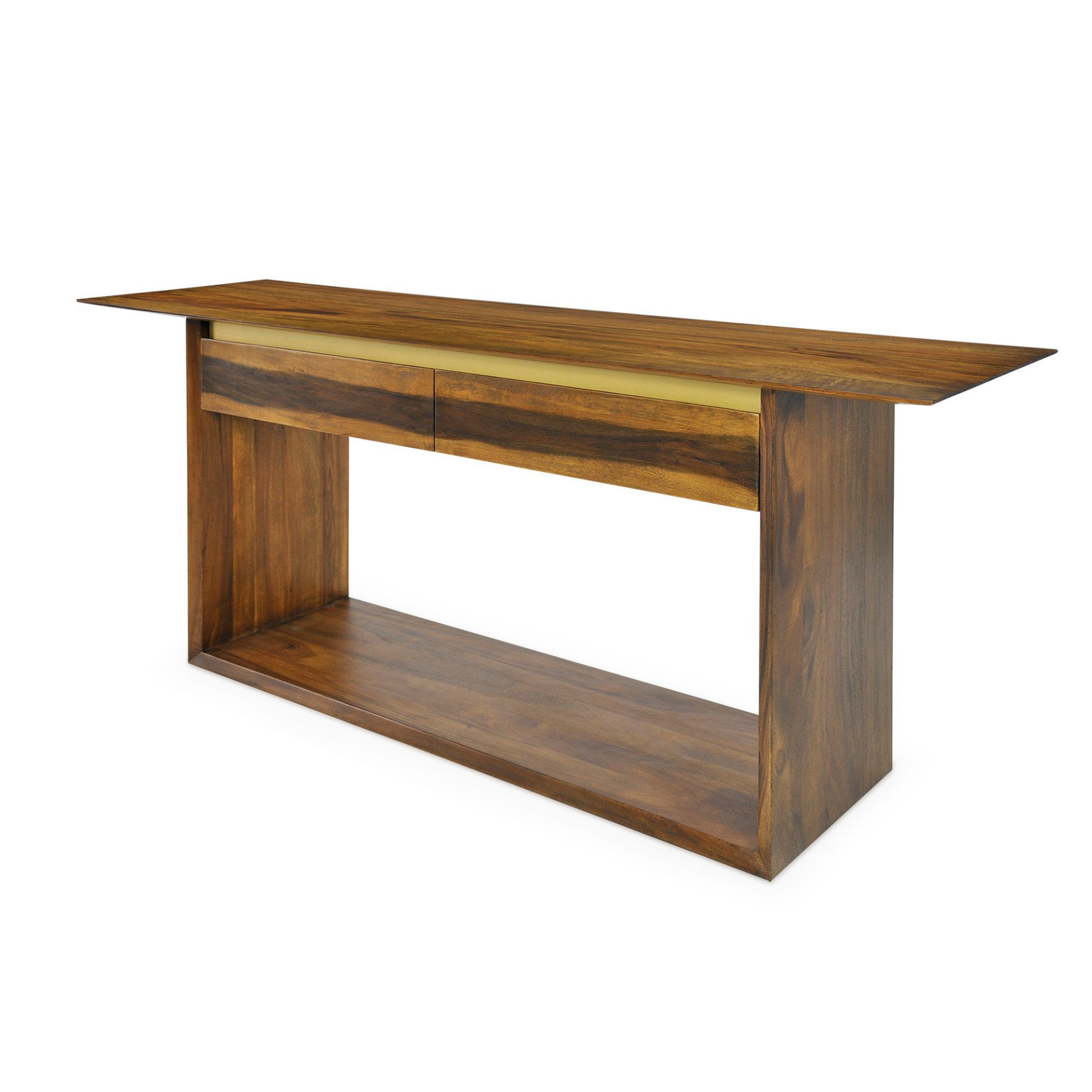 Mango Wood Console Table with Brass Strip