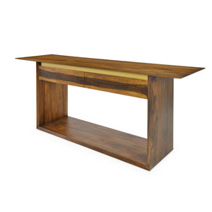 Mango Wood Console Table with Brass Strip