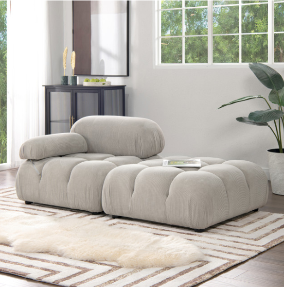 Marcel Corduroy 2 Seater Modular Sofa - Grey