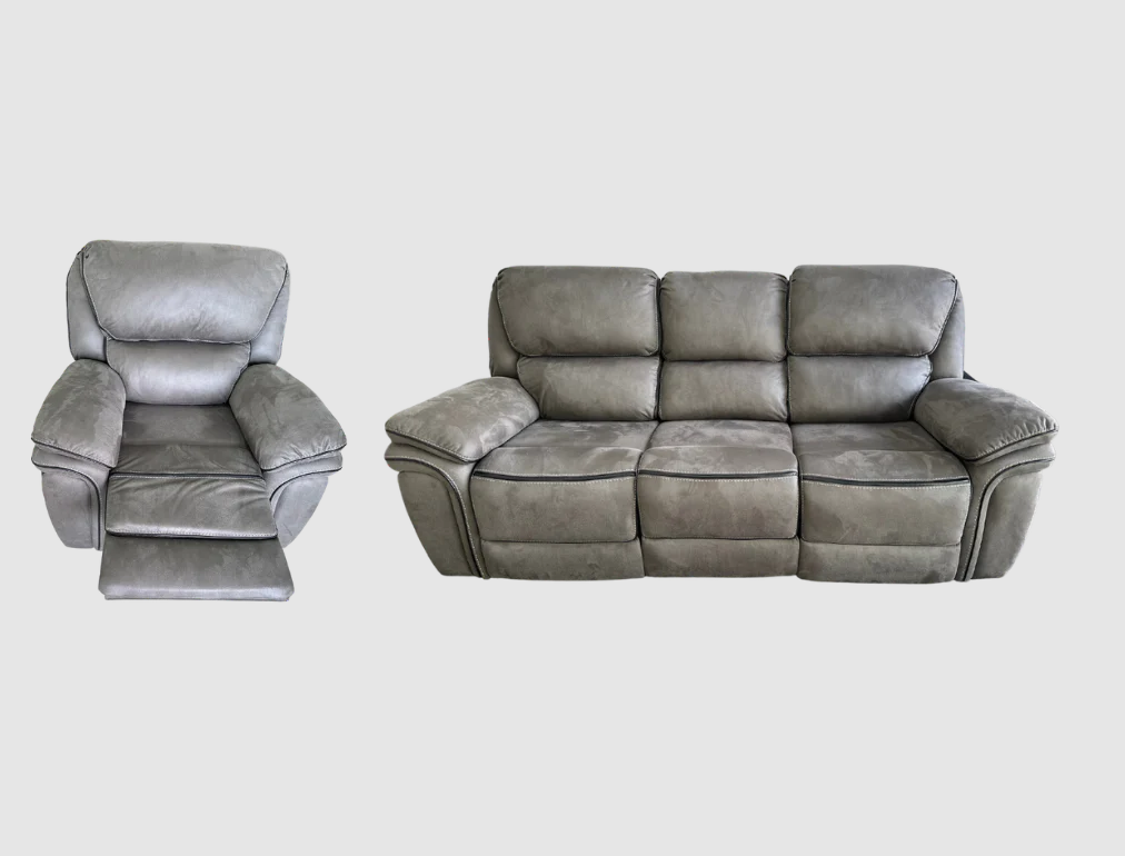 Moy 3RR + R Recliner Suite Grey