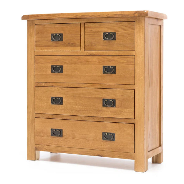 Oak 5 Drawer Tallboy