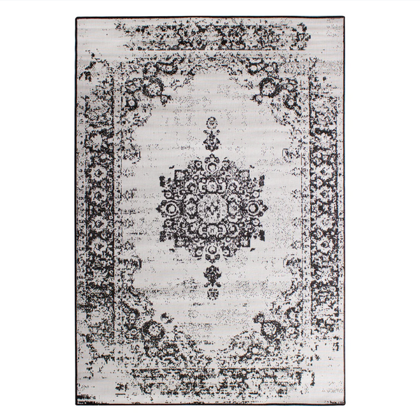 Eden Indoor/Outdoor Medallion Black Rug