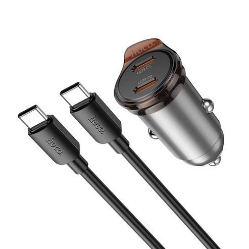 45W Dual USB C Super Fast Car Charger w/ Mini Size, C to C Cable Included