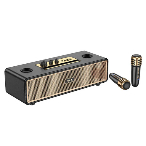 Classic Stylish Bluetooth Speaker w/ 2 Wireless Microphone & Phone Holder