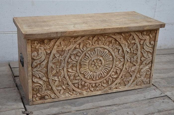 Carved Wooden Trunk