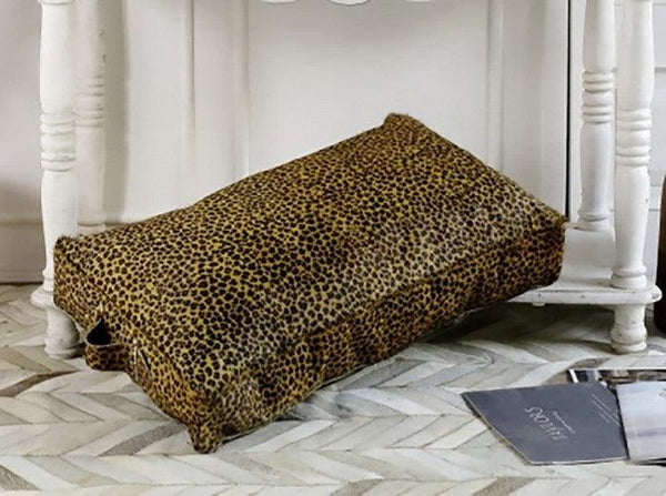 Leopard Leather Pouf | Ottoman