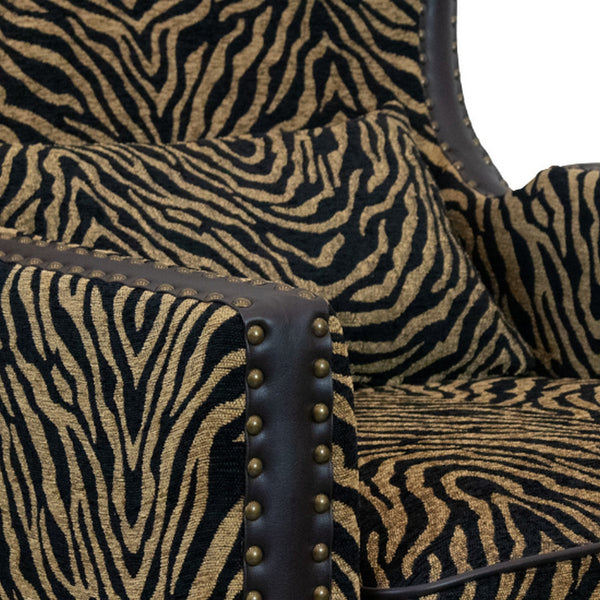 Occasional Arm Chair with Ottoman - Zebra Print