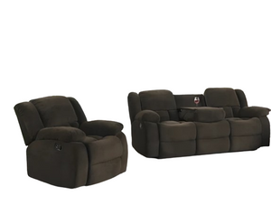 Mila Brown Fabric 3RR + R Recliner Suite