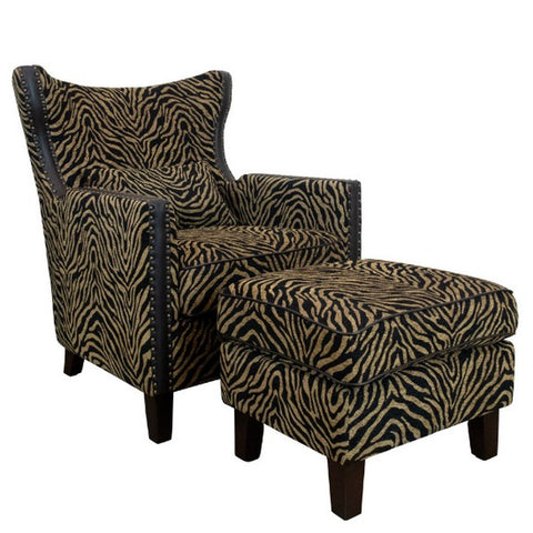 Occasional Arm Chair with Ottoman - Zebra Print