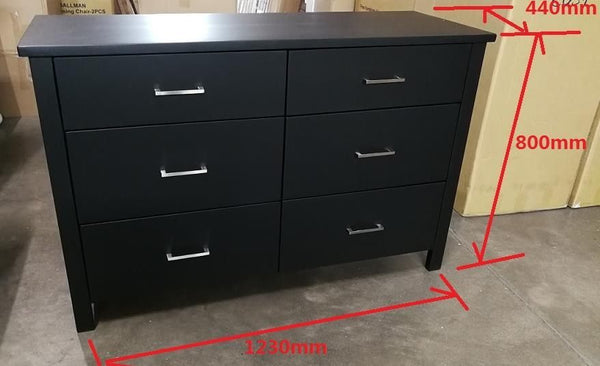 Tina 6 Drawer Lowboy Black