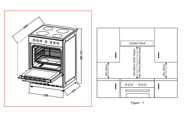 Midea 60cm Ceramic Cooktop Freestanding Stove 24DME4R109