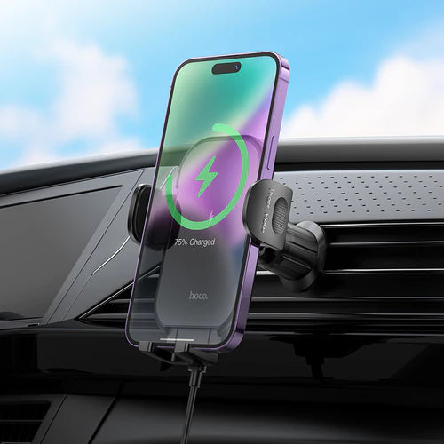 15W Wireless Charging Air Vent Phone Holder w/ Hook Locking