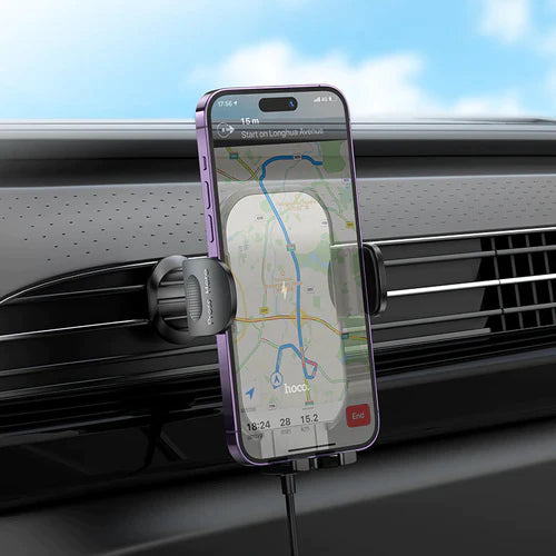 15W Wireless Charging Air Vent Phone Holder w/ Hook Locking